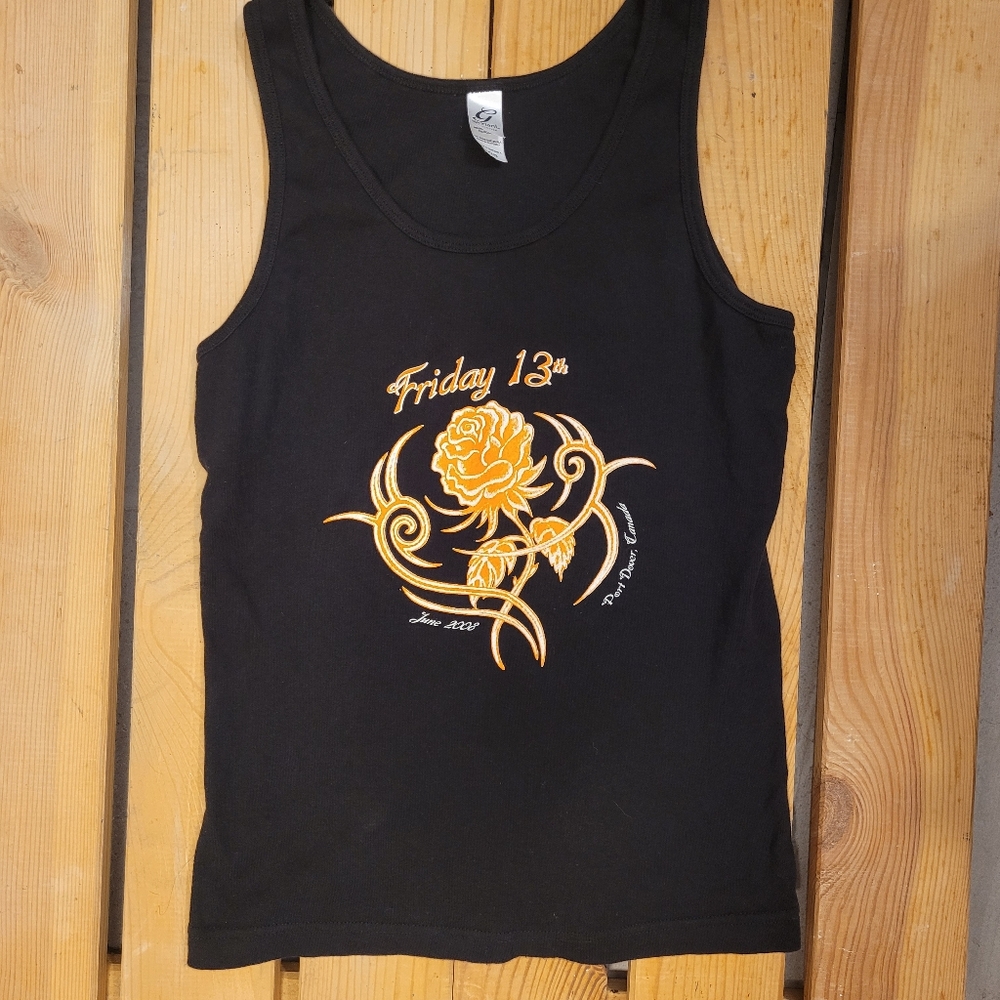 Friday the 13th Girls Black Tank Top Port Dover 2008 Biker Rally